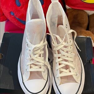 Converse White Mesh High-Top Sneakers
